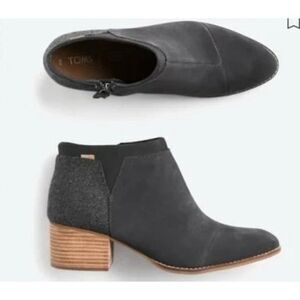 Tom’s Loren Suede Gray Ankle Heeled Boots Bootie Size 7.5